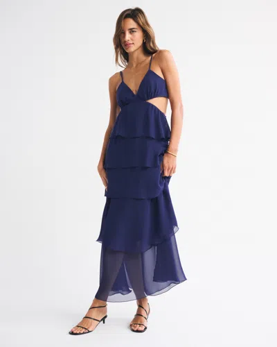 Abercrombie & Fitch 3-in-1 Convertible Tiered Maxi Dress In Blue