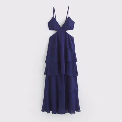 Abercrombie & Fitch 3-in-1 Convertible Tiered Maxi Dress In Blue