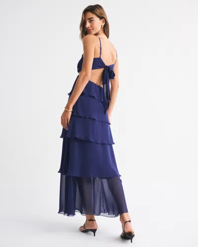 Abercrombie & Fitch 3-in-1 Convertible Tiered Maxi Dress In Blue