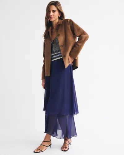 Abercrombie & Fitch 3-in-1 Convertible Tiered Maxi Dress In Blue