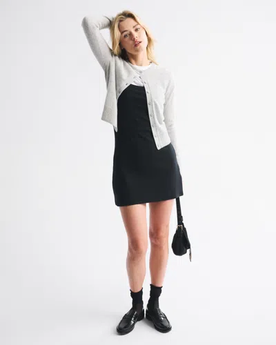 Abercrombie & Fitch Bra-free Essential 90s Rib Mini Dress In Black