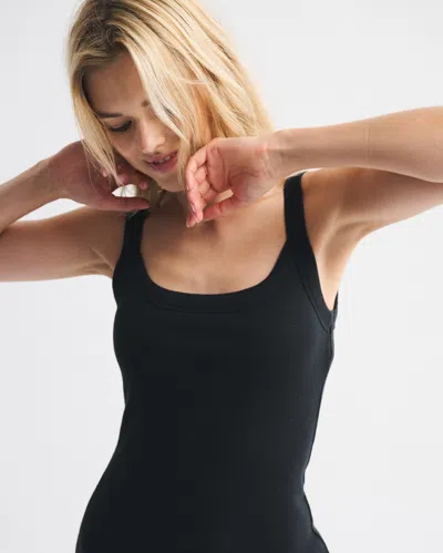 Abercrombie & Fitch Bra-free Essential 90s Rib Mini Dress In Black