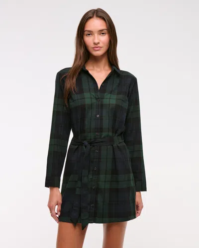 Abercrombie & Fitch Flannel Shirt Dress In Green