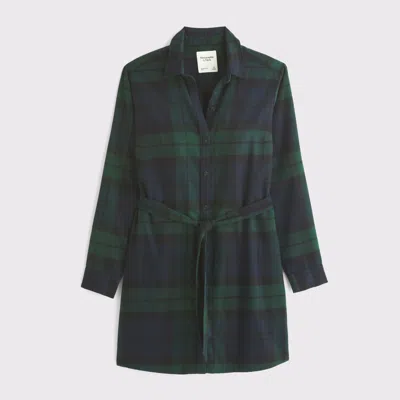 Abercrombie & Fitch Flannel Shirt Dress In Green