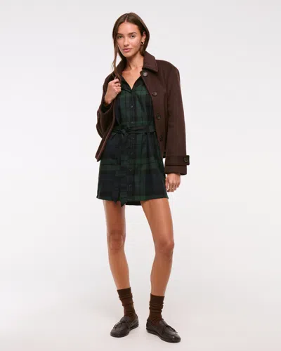 Abercrombie & Fitch Flannel Shirt Dress In Green