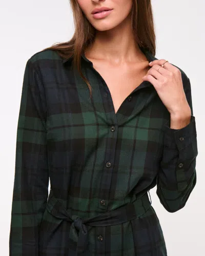 Abercrombie & Fitch Flannel Shirt Dress In Green