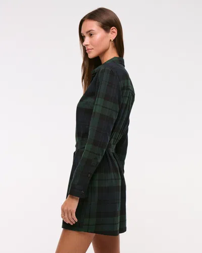 Abercrombie & Fitch Flannel Shirt Dress In Green