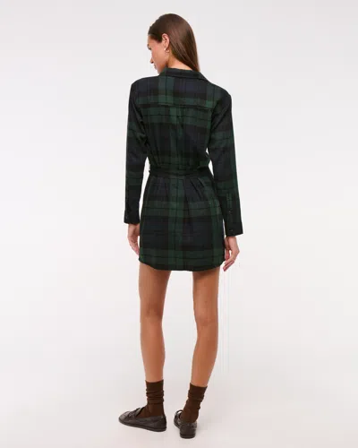 Abercrombie & Fitch Flannel Shirt Dress In Green
