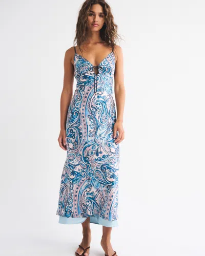 Abercrombie & Fitch 2-in-1 Reversible Julia Slip Maxi Dress In Blue