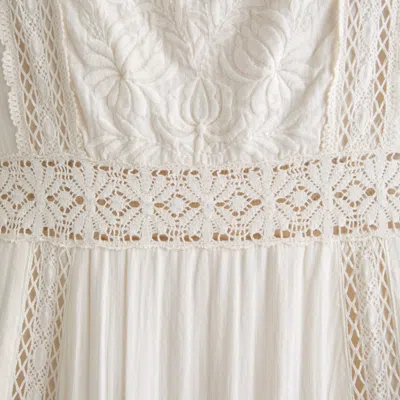 Abercrombie & Fitch Puff Sleeve Lace-pieced Maxi Dress In White