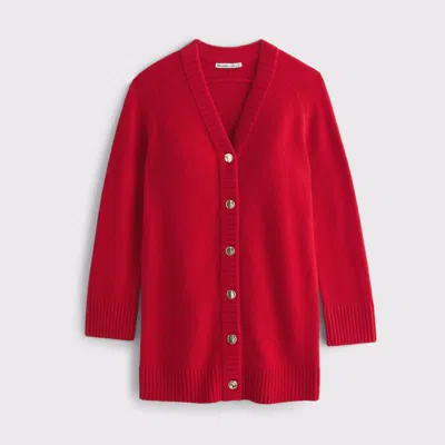 Abercrombie & Fitch Long-sleeve Cardigan Mini Sweater Dress In Red