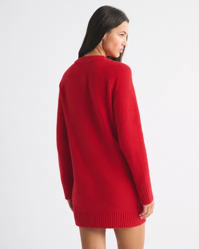 Abercrombie & Fitch Long-sleeve Cardigan Mini Sweater Dress In Red