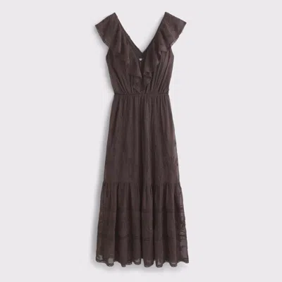 Abercrombie & Fitch V-neck Embroidered Tiered Maxi Dress In Brown