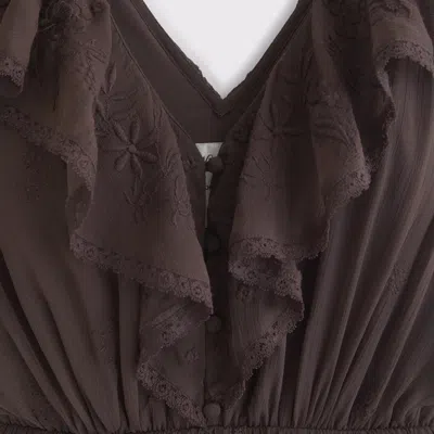 Abercrombie & Fitch V-neck Embroidered Tiered Maxi Dress In Brown