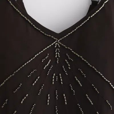 Abercrombie & Fitch V-neck Beaded Mini Dress In Brown