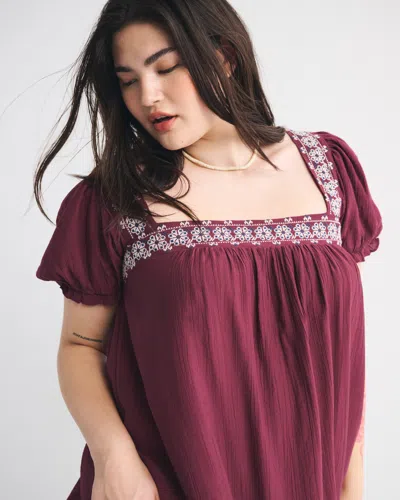 Abercrombie & Fitch Puff Sleeve Babydoll Mini Dress In Black