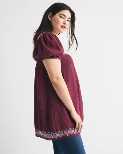 Abercrombie & Fitch Puff Sleeve Babydoll Mini Dress In Black