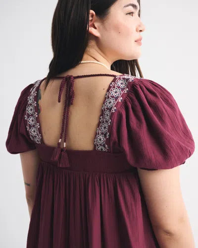 Abercrombie & Fitch Puff Sleeve Babydoll Mini Dress In Black