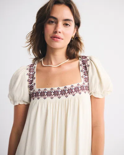 Abercrombie & Fitch Puff Sleeve Babydoll Mini Dress In Black