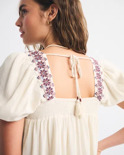 Abercrombie & Fitch Puff Sleeve Babydoll Mini Dress In Black