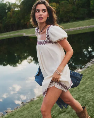 Abercrombie & Fitch Puff Sleeve Babydoll Mini Dress In Black