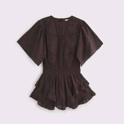 Abercrombie & Fitch Short-sleeve Easy Waist Ruffle Skort In Brown
