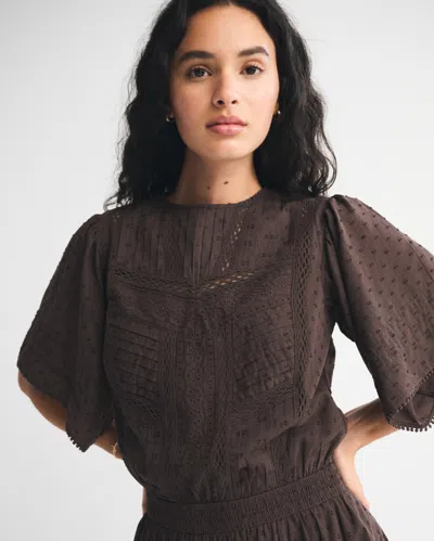 Abercrombie & Fitch Short-sleeve Easy Waist Ruffle Skort In Brown