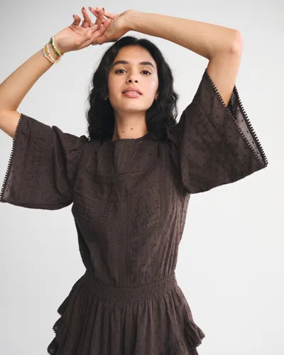 Abercrombie & Fitch Short-sleeve Easy Waist Ruffle Skort In Brown