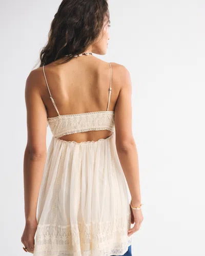 Abercrombie & Fitch Embroidered Babydoll Mini Dress In White