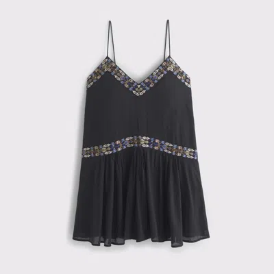 Abercrombie & Fitch V-neck Flowy Mini Skort In Black