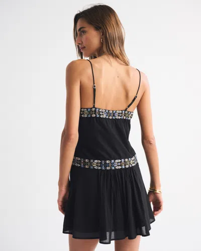 Abercrombie & Fitch V-neck Flowy Mini Skort In Black