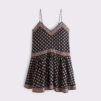 Abercrombie & Fitch V-neck Flowy Mini Skort In Black