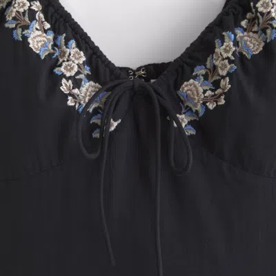 Abercrombie & Fitch Puff Sleeve Tie-front Mini Dress In Black