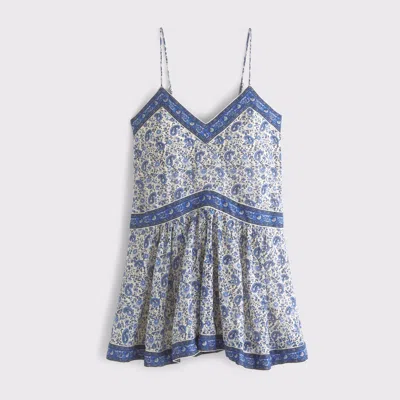Abercrombie & Fitch V-neck Flowy Mini Skort In Blue