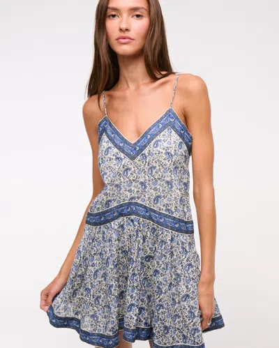 Abercrombie & Fitch V-neck Flowy Mini Skort In Blue