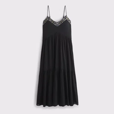 Abercrombie & Fitch V-neck Flowy Maxi Dress In Black