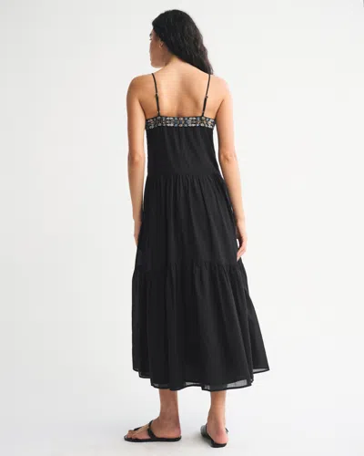Abercrombie & Fitch V-neck Flowy Maxi Dress In Black
