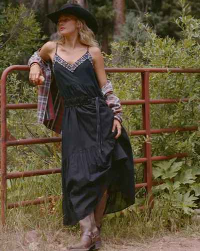 Abercrombie & Fitch V-neck Flowy Maxi Dress In Black