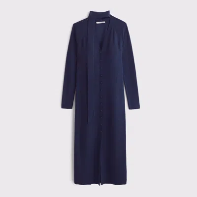 Abercrombie & Fitch Scarf Duster Midi Sweater Dress In Purple