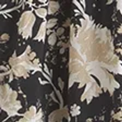 Abercrombie & Fitch Puff Sleeve Smocked Waist Midi Dress In Black