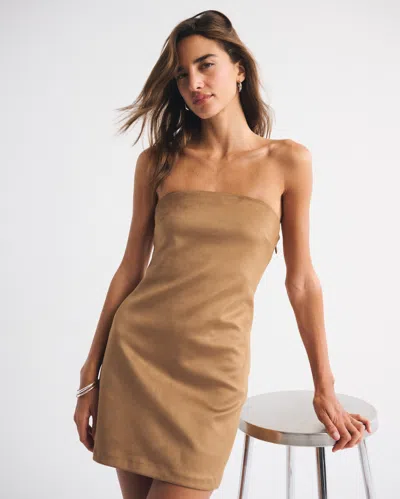 Abercrombie & Fitch The A&f Scarlett Strapless Vegan Suede Skort In Brown