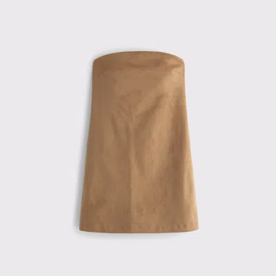 Abercrombie & Fitch The A&f Scarlett Strapless Vegan Suede Skort In Brown