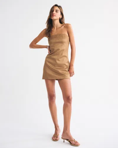 Abercrombie & Fitch The A&f Scarlett Strapless Vegan Suede Skort In Brown