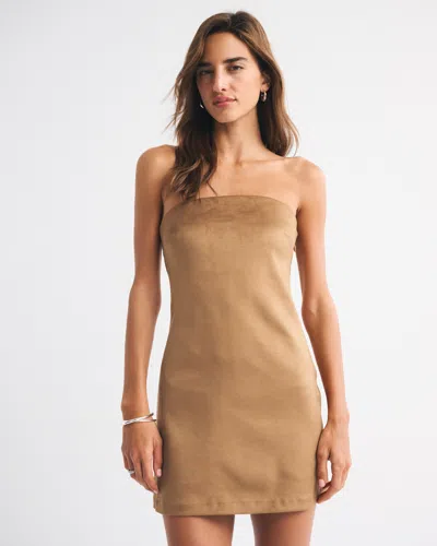 Abercrombie & Fitch The A&f Scarlett Strapless Vegan Suede Skort In Brown