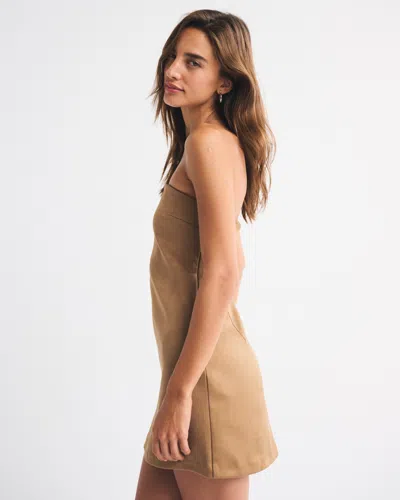 Abercrombie & Fitch The A&f Scarlett Strapless Vegan Suede Skort In Brown