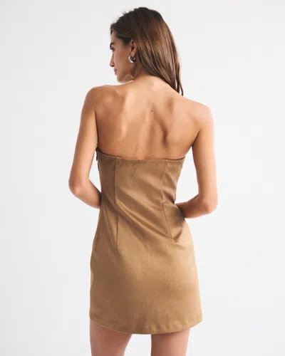 Abercrombie & Fitch The A&f Scarlett Strapless Vegan Suede Skort In Brown