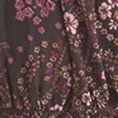 Abercrombie & Fitch Puff Sleeve Smocked Waist Midi Dress In Brown