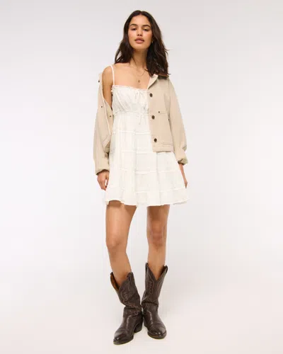 Abercrombie & Fitch Lace Tie-front Mini Dress In White