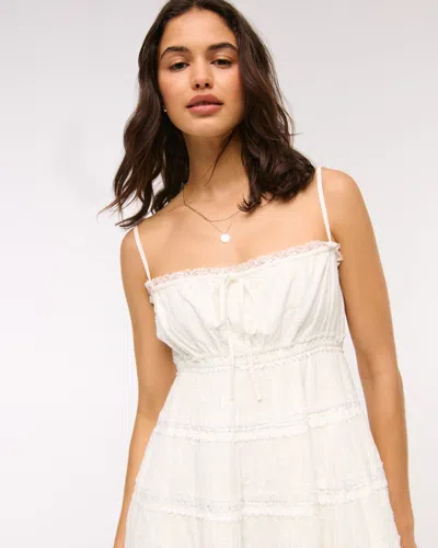 Abercrombie & Fitch Lace Tie-front Mini Dress In White