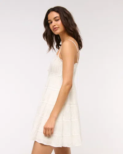 Abercrombie & Fitch Lace Tie-front Mini Dress In White